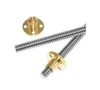 2 uds paso de tornillo T8 304 varilla de tornillo de acero inoxidable varilla de rosca trapezoidal con tuerca con reborde de latón 1mm 2mm 4mm 8mm tuerca de eje de tornillo de plomo(P2L8,L150mm)