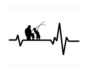 2 uds., pegatina para coche, pesca, padre, papá, pez, latido del corazón, divertidos automóviles, motocicletas, accesorios exteriores, calcomanías de vinilo, maleta para portátil, accesorios para cami