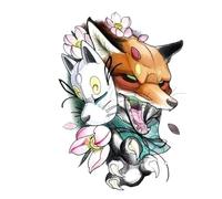 2 uds pegatinas de tatuaje temporal de medio brazo for adultos, pegatinas de tatuaje de tigre/zorro/impermeables(CH03)