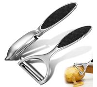 2 uds Pelador de Verduras Acero Inoxidable, Pelador de Patatas con Cuchilla Giratoria y Mango Ergonómico para Frutas, Zanahoria, Pepino, Manzana