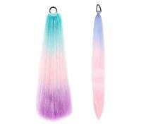 2 Uds Pelucas De Cola De Caballo Pelucas Coloridas Accesorios Para Trenzado De Cabello Para Niños Herramientas De Peinado Extensiones De Cabello De Cola De Caballo