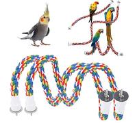 2 uds Perchas de Cuerda para pájaros, Percha para Loros de Cuerda de algodón Suave de Colores Brillantes con Tornillos de fijación rápida Columpios para Loros Soporte en Espiral (105CM)