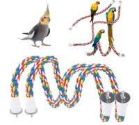 2 uds Perchas de Cuerda para pájaros, Percha para Loros de Cuerda de algodón Suave de Colores Brillantes con Tornillos de fijación rápida Columpios para Loros Soporte en Espiral (60CM)