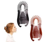 2 uds pinzas para el cabello de plátano peine remachador dos lados peines para el cabello de plátano Clip de cola de caballo de plástico para mujeres y niñas accesorios negro marrón