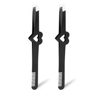 2 Uds Pinzas Pestañas Postizas, Acero Inoxidable Pinzas para Extensiones Pestañas con Diseño Cola de Peine para Mujeres