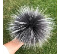 2 Uds Pompón de Piel de Zorro Natural para Sombreros, Gorros, Bolsos, Bufandas y Accesorios DIY