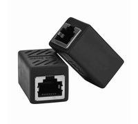 2 Uds RJ45 Hembra Adaptador LAN de Red Acoplador Ethernet Extensor Conector Transmisión Estable Ligero Conveniente Negro