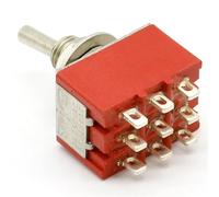 2 uds rojo 9 pines ON-OFF-ON 3 posiciones Mini interruptor de palanca AC 6A/125V 3A/250V