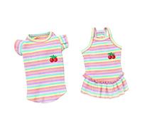 2 uds Ropa para Mascotas Vestido para Verano niña Trajes de Verano Vestido con Volantes Perro Chaleco de Verano Vestido Colorido Tankini T (1 XL)