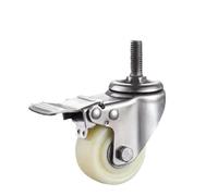 2 Uds Ruedas De Acero Inoxidable 304 Rueda De Nailon Rodamiento De Alta Carga Sin Óxido for Ambiente Húmedo Industrial(M10 brake,2 inch)
