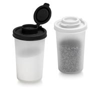 2 uds salero y pimentero de plástico, dispensador de sal grande de 5 × 10 CM, botellas de condimentos reutilizables con tapas para Picnic para acampar al aire libre
