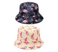2 Uds Sombrero De Cubo De Flamenco Sombrero De Cubo Impreso Gorra con Protección Solar Sombrero De Sol Al Aire Libre Sombrero De Playa Sombrero De Pesca Unisex
