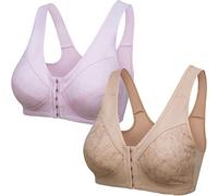 2 uds Sujetadores Finos de algodón para Personas Mayores Cierre Frontal Sujetador para Dormir Chaleco Ropa Interior para Madres Sujetador Deportivo para Mujeres Medianas Mayores