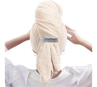 2 uds toalla for el cabello Sauna gorro de satén de microfibra for dormir mercancías domésticas gorro grande for el hogar con banda elástica productos de baño(Khaki)