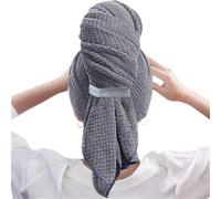 2 uds toalla for el cabello Sauna gorro de satén microfibra for dormir mercancías domésticas grande for hogar con banda elástica productos baño Para Viajes(Grey)
