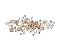 2 uds tocado de boda flor pinzas for el cabello nupcial accesorios for perlas for mujer Tiaras fiesta joyería Para Mujeres(Gold)