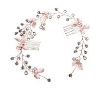 2 uds tocado nupcial peine de hoja perla accesorios for el cabello for mujer diadema boda Para Mujeres(Rose Gold)