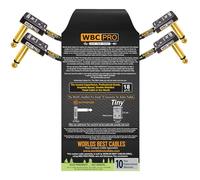 2 unidades - 10 cm - WBC-PRO-PEDAL - 22 AWG - Low Cap (18pF/ft) - Pro-Grade - Basado en grafito - Pedal de doble blindaje, efectos, parche, cable de instrumento con conectores TS en ángulo chapados en