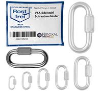 2 unidades 10-mm V4A acero inoxidable mosquetón de cadena forma corta, recta y robusta carga de rotura 3750 kg conector de cadena mosquetón atornillado eslabón de emergencia