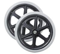 2 Unidades 16 pulgadas Ruedas Traseras para Silla de Ruedas Accesorio 16x1.75, Neumático de Goma de Sólido con Rodamientos 12mm para Sillas de Ruedas Manuale(Gray)