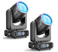 2 unidades 200W Cabeza Móvil LED Luces DJ Zoom, 18 prismas iluminación de escenario, DMX-512 estroboscópico activado por sonido, iluminación de disco DJ para fiesta, boda, Halloween, Navidad