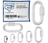 2 unidades 3-mm V4A acero inoxidable mosquetón de cadena forma corta, recta y robusta carga de rotura 330 kg conector de cadena mosquetón atornillado eslabón de emergencia