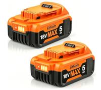 2 unidades 5000 mAh DCB182 batería de repuesto para batería Dewalt 18 V | Batería de repuesto de 5 Ah para Dewalt DCB200 DCB184 DCB101 DCB107 DCB112 DCB105 DCB115 DCB203 con batería de herramientas