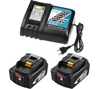 2 Unidades 5000mAh Repuesto para Makita Batería 18V + 14.4V-18V para Makita Cargador DC18RCT Compatible con Batería BL1860 BL1860B BL1850 BL1850B BL1840 BL1830 BL1820 LXT400