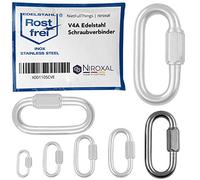 2 unidades 8-mm V4A acero inoxidable mosquetón de cadena forma corta, recta y robusta carga de rotura 1875 kg conector de cadena mosquetón atornillado eslabón de emergencia