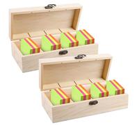 2 unidades A8 fichas cajas de madera 25 x 9,5 x 7 cm, fichas de vocabulario, tarjetas de madera con tapa, caja de madera para oficina, escuelas y hogar (tarjetas no incluidas)