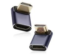 2 Unidades Adaptador HDMI 8K 90 Grados, Conector 48 Gbps HDMI 2.1 de Ángulo Recto con Indicador de Trabajo LED, Extensor HDMI Macho a Hembra en Oro para HDTV Laptop Hdmatrl Monitor