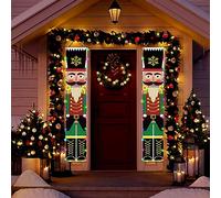 2 Unidades Banner de Cascanueces Navidad, 30*180cm Banner de Puerta Navidad Figura Cascanueces Navidad, Modelo Soldado Decoraciones, para Puerta de Entrada, Patio, Jardín, Exterior e Interior