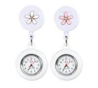 2 Unidades (blanco Y Rosa) Relojes Para Enfermera Con Clip Retráctil, Diseño Luminoso Y Esfera Precisa, Reloj De Bolsillo Médico Resistente Para Hospitales Y Estudiantes De Enfermería Ligero Y Práctic