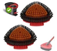 2 Unidades Bublador Spin fregona Cepillo de fregado Cabezal de Repuesto Compatible con Vileda Turbo mopa y cepillos de Suelo, Cepillo de Limpieza triángulo de cerdas duras para baño, Cocina, Piscina,