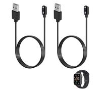 2 Unidades Cable de Carga Smartwatch Magnético, 2,84mm 2 Pines Cargador Reloj Inteligente USB con Polos Magnéticos Opuestos, Cable Negro de 0,6m para Relojes Inteligentes y Dispositivos Portátiles
