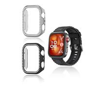(2 unidades) Carcasa para Huawei Watch Fit 4 Pro, marco de PC de yystao con cristales estilo diamante, peso ligero, color negro y plateado