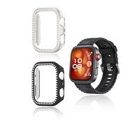 (2 unidades) Carcasa para Huawei Watch Fit 4 Pro, marco de PC de yystao con cristales estilo diamante, peso ligero, color negro y blanco