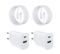 [2 Unidades] Cargador USB-C 30W, 2 Puertos [USBC + USBA] con Cable USB-C 2M para i-Phone 11/12/13/SE/14/15/16 Pro MAX, Cargador Rápido PD3.0, Adaptador Dual-Port