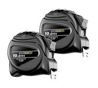 2 Unidades Cinta Métrica 10M/32.8 Pies Con Acabado Fluorescente - Cinta Extensible De Acero Inoxidable Ancho 25mm | Gradientes Doble Cara, Impermeable, Autoblocante Y Fácil De Leer Para Carpintería Y