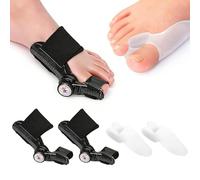 2 Unidades Corrector De Juanetes Set,Botones Ajustables Corrector Dedos Pies,Con 2 Almohadillas De Silicona Separador Dedos Pie,Apto Para Uso Diurno Y Nocturno,Alivia La Presión Sobre Los Juanetes