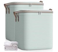 2 unidades de 180 l bolsa de almacenamiento grande, caja de almacenamiento con tapa para ropa y edredones, bolsas de almacenamiento con cremallera, plegable para ropa de cama (70 x 50 cm)
