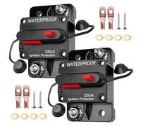 2 unidades de 250 A disyuntores automáticos para coche 12 V-48 V CC 250 amperios, interruptor de fusible automático resistente al agua con reinicio manual para camión barco