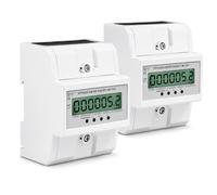 2 unidades de 3 fases, contador de corriente trifásica calibrado de 100 A con pantalla LCD, 50/60 Hz, contador de corriente trifásico, para carril DIN intermedio (4 hilos)