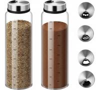 2 unidades de 500 ml salero grande con tapa giratoria, tarros de especias grandes, con 4 tipos de agujeros para especias, vidrio de borosilicato, tarros de especias para cocina, comedor, barbacoa al