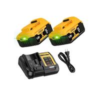 2 unidades de 5000 mAh batería de repuesto para batería Dewalt 18 V + 4 A DCB115 de repuesto para cargador Dewalt XR DCB182 DCB184 DCB200 DCB184 DCB101 DCB107 DCB112 DCB105 DCB115 DCB203 con LED