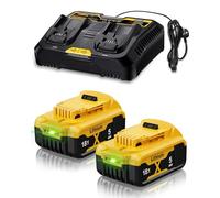 2 unidades de 5000 mAh batería de repuesto para Dewalt batería 18 V + 6 A DCB115 de repuesto para cargador Dewalt XR DCB182 DCB184 DCB200 DCB184 DCB101 DCB107 DCB112 DCB105 DCB115 DCB203 con LED