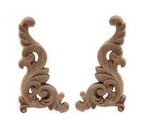 2 unidades de apliques de madera sin pintar con diseño moderno de hojas y flores para armarios esquineros grandes, accesorios de decoración para muebles, A31,3