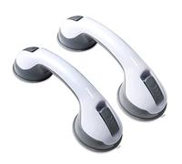 2 Unidades de Asidero para Ducha, con Ventosa, Sin Agujeros, Manijas con Ventosas, Manija de Agarradera el Baño Mango, Tirador con Ventosa, para bañeras, duchas, aseos, niños y personas mayores (gris)