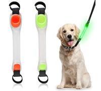 2 unidades de bandas LED para mascotas: collar luminoso recargable colgante de perro 3 modos de parpadeo fácil correa de collar, arnés de fijación resistente al agua LED para seguridad nocturna