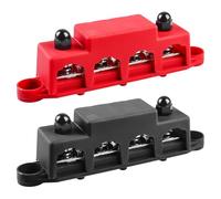 2 unidades de barras colectoras de 12 V-48 V CC, 250 A BusBar Box con 4 pernos de terminales M8, módulo de alto rendimiento, bloque de barra colectora con cubierta para automóvil, azul marino, sistema